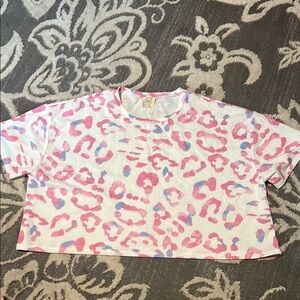 Fantastic Fawn Pink and Blue Leopard Crop Top